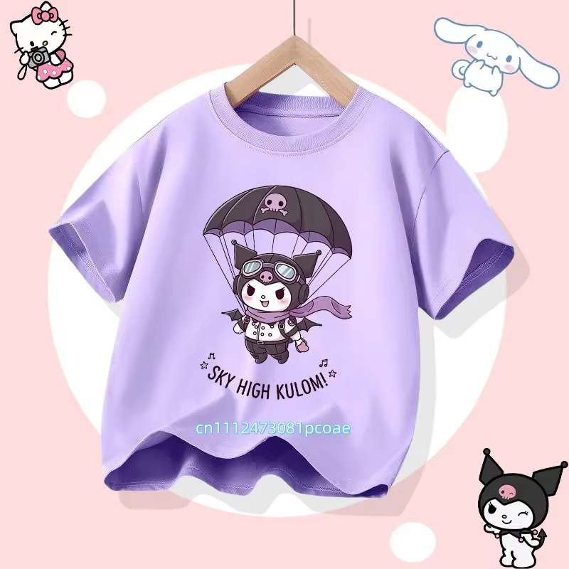 Nouveau T-shirt décontracté pour filles en pur coton à manches courtes Kuromi 2026, collection été, 