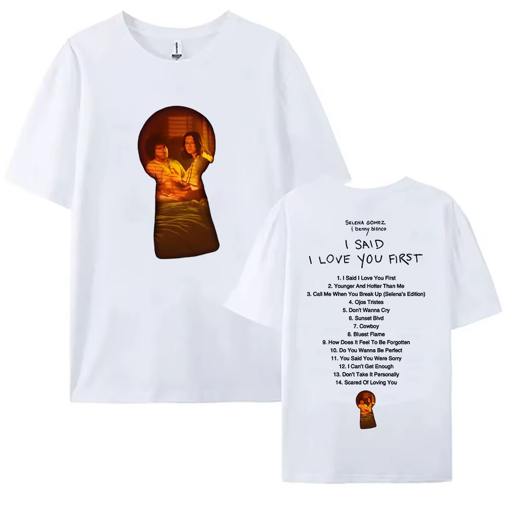 Vêtements pour femmes j'ai dit que je t'aime premier Album 2025 T-shirt Selena Gomez & Benny Blanco 