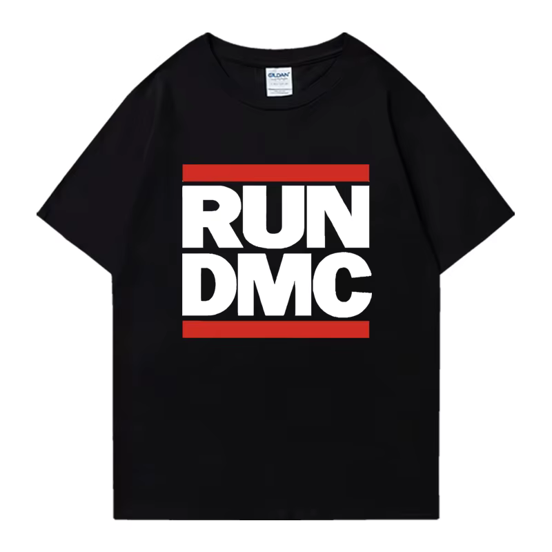 RUN DMC T-shirt à col rond avec imprimé graphique, Streetwear en coton pour hommes et femmes, T-shir