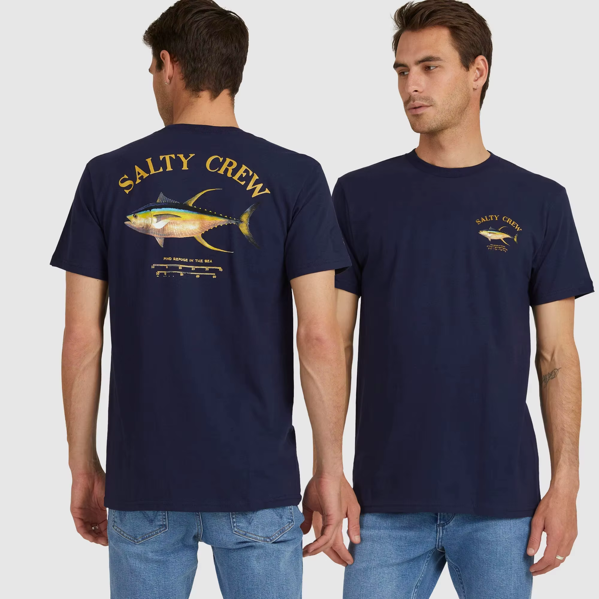 T-shirt cadeau de pêcheur de pêcheur au thon Yellowfin. T-shirts décontractés en coton à manches cou