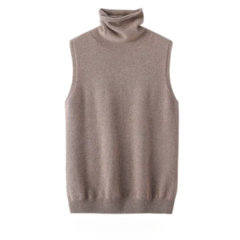 Femmes 100% laine mérinos pulls sans manches col roulé pull gilet laine tricots printemps automne hi