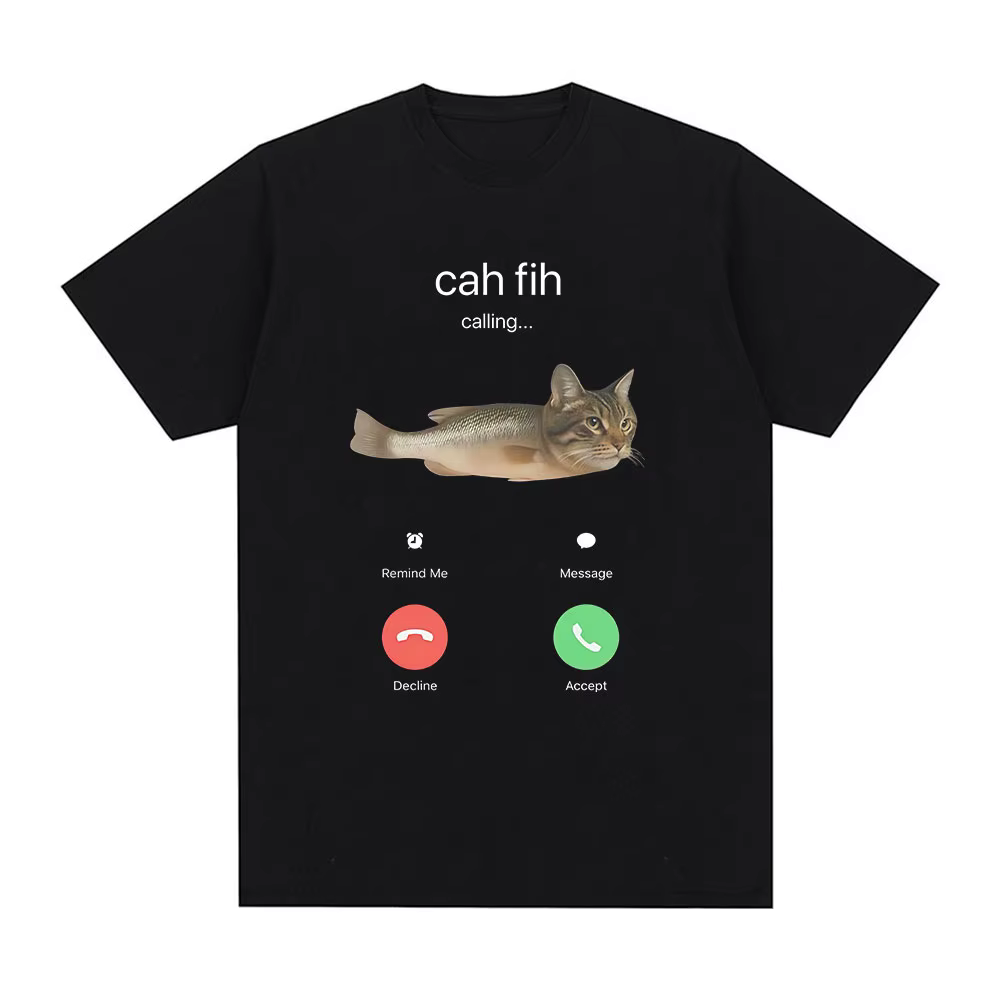 T-shirt humoristique pour homme, motif 'Cah Fih Meme' et 'Calling Cat Fish Hybrid Meme', humorisme a