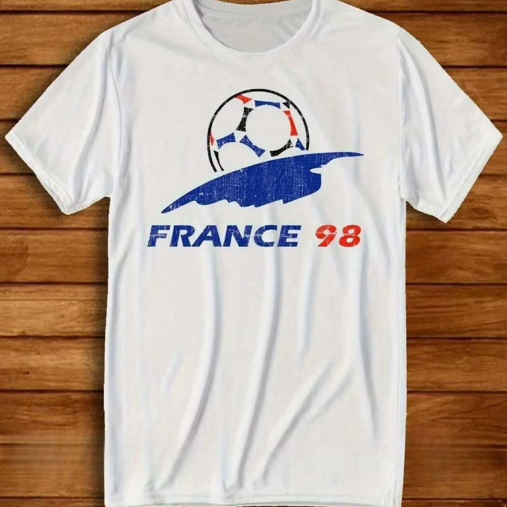 T-shirt de football rétro pour hommes de France 98 Caractéristiques Logo et numéro officiels 98 Conc