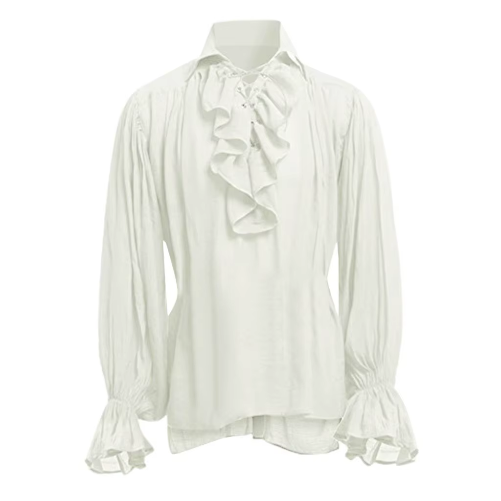Chemise à manches longues Steampunk pour hommes, chemises médiévales, chemise gothique à volants, Re