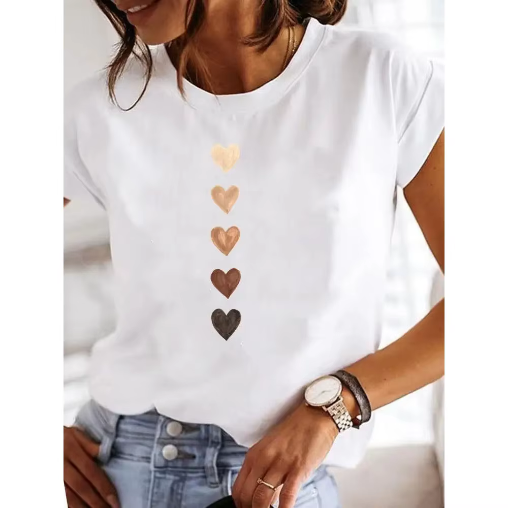 T-shirt col rond femme, humoristique et décontracté, Y2K, années 90