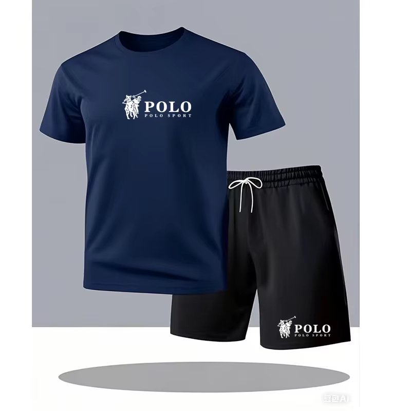 Ensemble T-shirt et short de sport POLO pour homme, manches courtes, été, décontracté, respirant, te