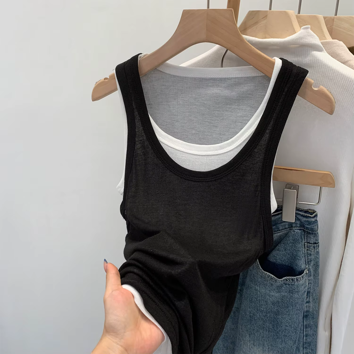 Débardeur Femme Gris Fin Style Sportif Color Block, Ensemble Deux Pièces Unique, Nouvelle Collection