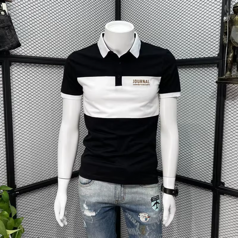 POLO pour hommes, nouvelle marque de mode, T-shirt à revers Slim, tendance pour jeunes, haut de gamm