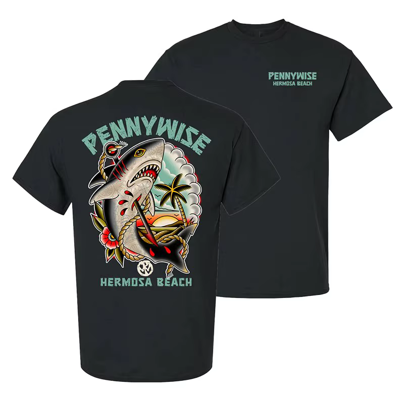 T-shirt à manches courtes et col rond en pur coton, style rétro, streetwear américain, groupe de roc