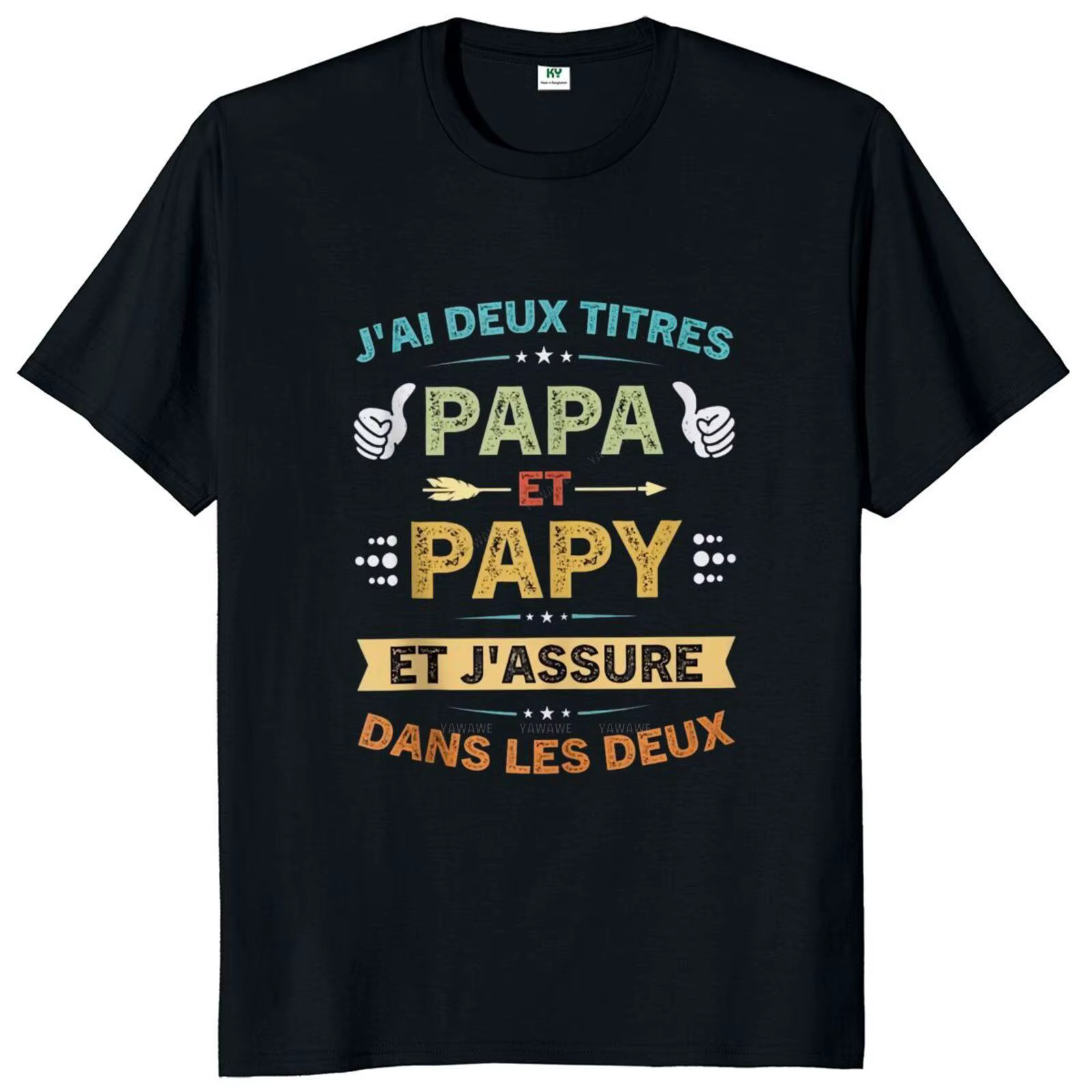 T-shirt col rond homme, rétro, en coton, I Have Two Titles, papa et grand-père, cadeau
