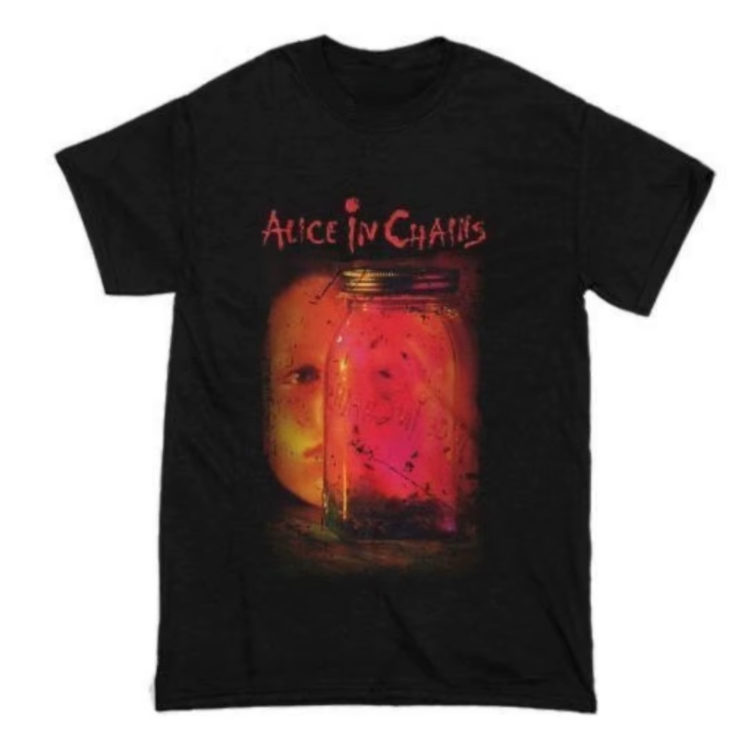T-shirt Alice In Chains à motif artistique Grunge Band, T-shirt en coton décontracté de style street
