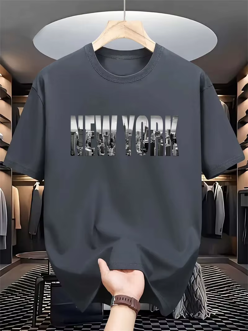 Mode Simple New York Lettres T-shirts Pour Hommes D'été À La Mode Hip Hop 3D Imprimé T-shirts Lâche