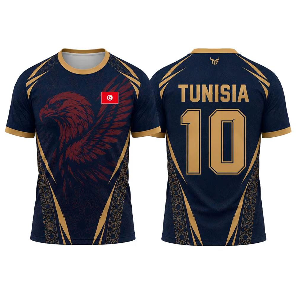 Maillot de sport à imprimé drapeau tunisien pour hommes et femmes, uniforme d'entraînement de footba