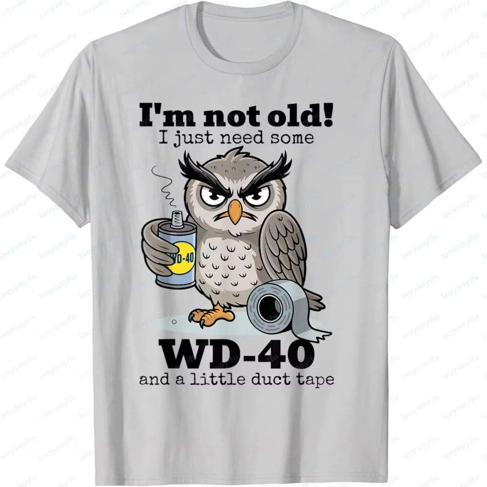 T-shirt graphique décontracté pour hommes, à la mode, à manches courtes, avec motif hibou, « Je ne s