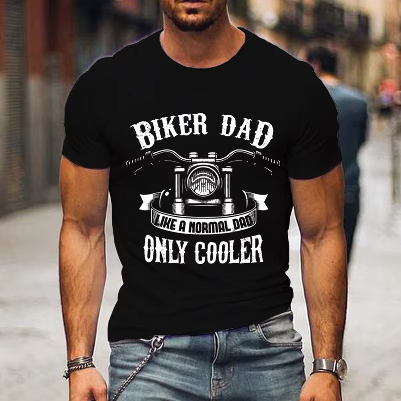 T-shirt imprimé moto vintage pour hommes, T-shirt motard, papa seulement, graphique plus cool, respi