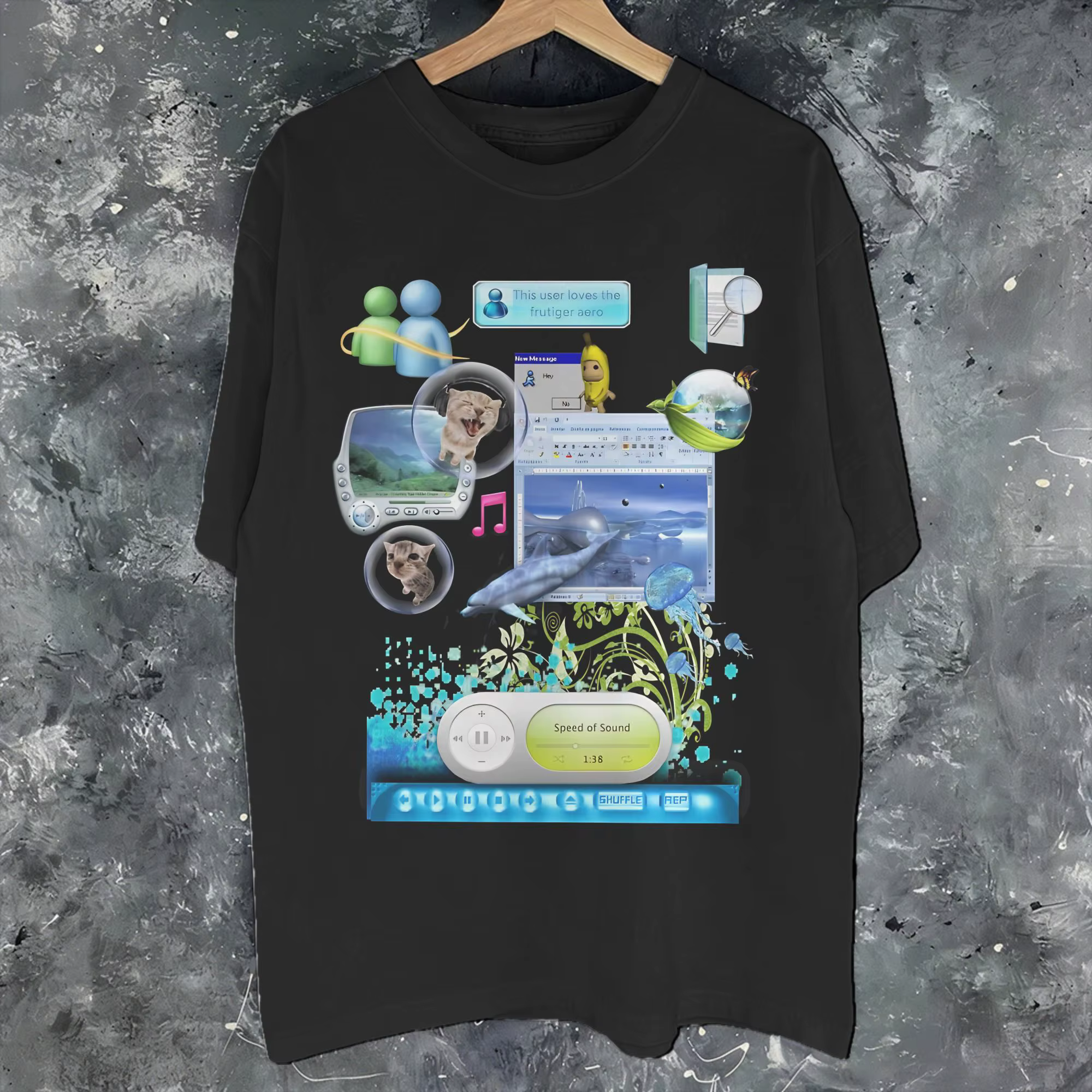 T-shirt imprimé Frutiger Aero World Vaporwave pour hommes et femmes, 100% coton, vêtements à manches
