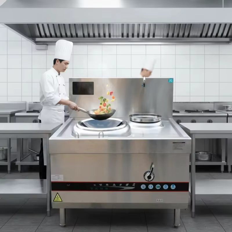 Cuisinière à induction à brûleur unique 15 kW, cuisinière à wok électrique commerciale avec robinet