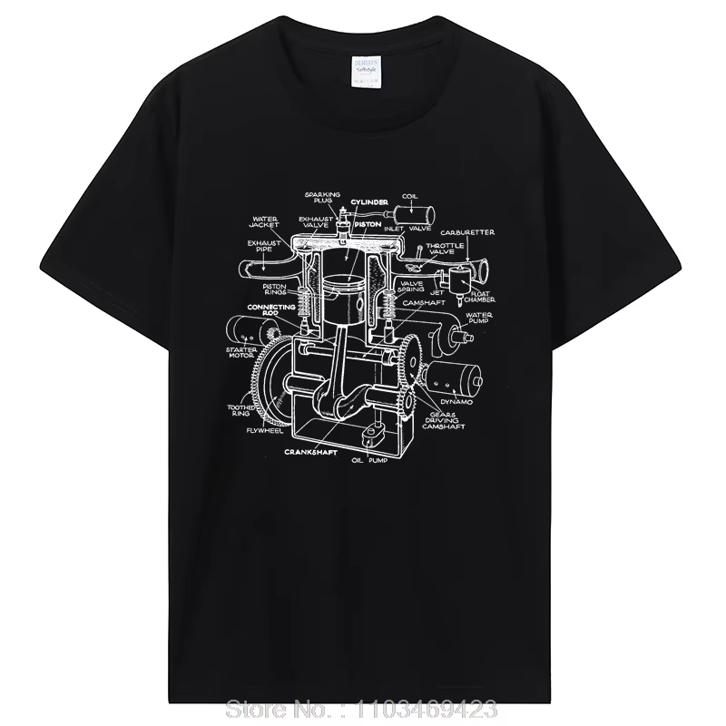 T-shirt graphique Carguy pour hommes, pièces de moteur de voiture mécanique, Muscle Cars Lovers, vêt
