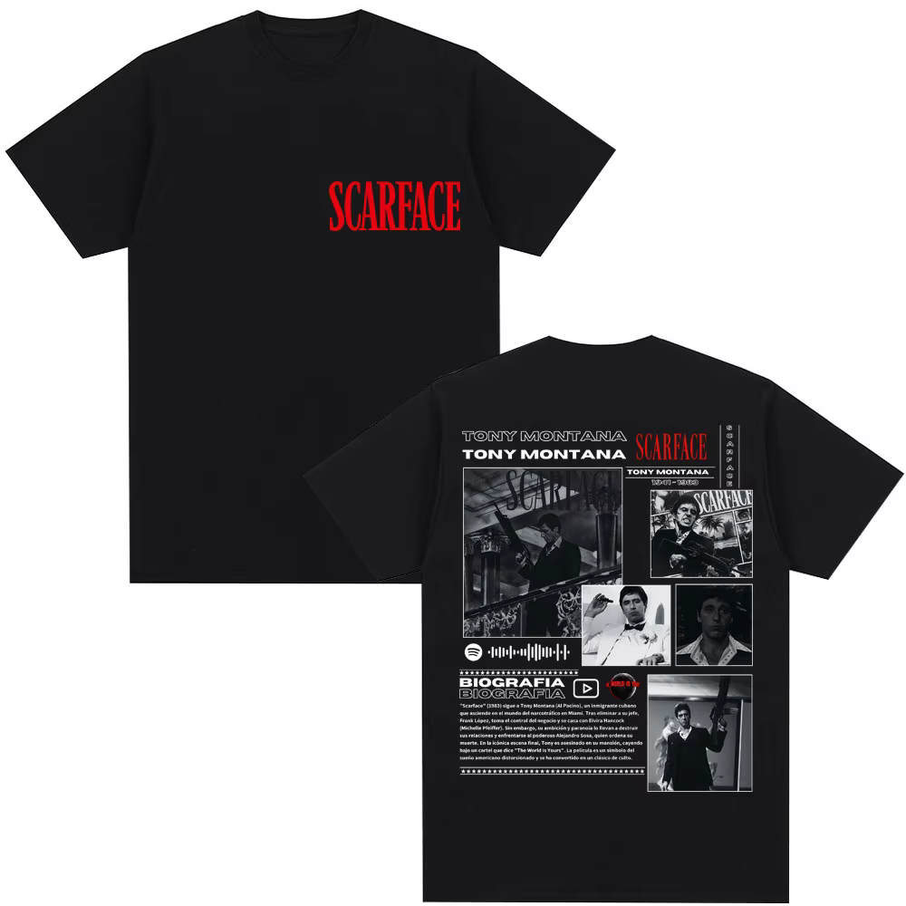 Il s'agit d'un T-shirt 100% pur coton avec une impression d'été avec Tony Montana Al Pacino du film 