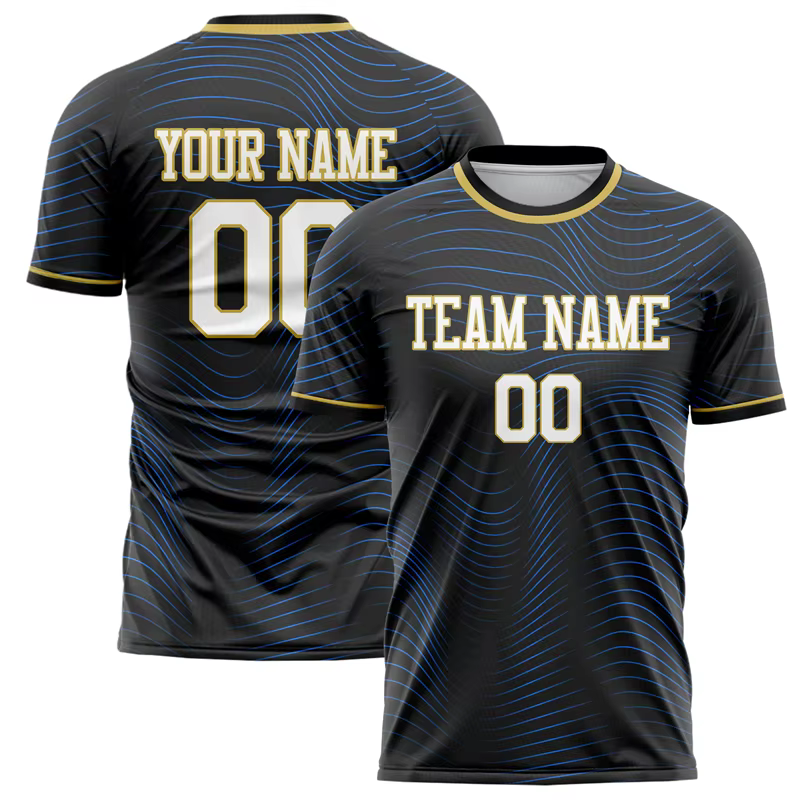Nom de l'équipe personnalisé numéro nom T-shirt de Football personnalisé bricolage col rond noir t-s