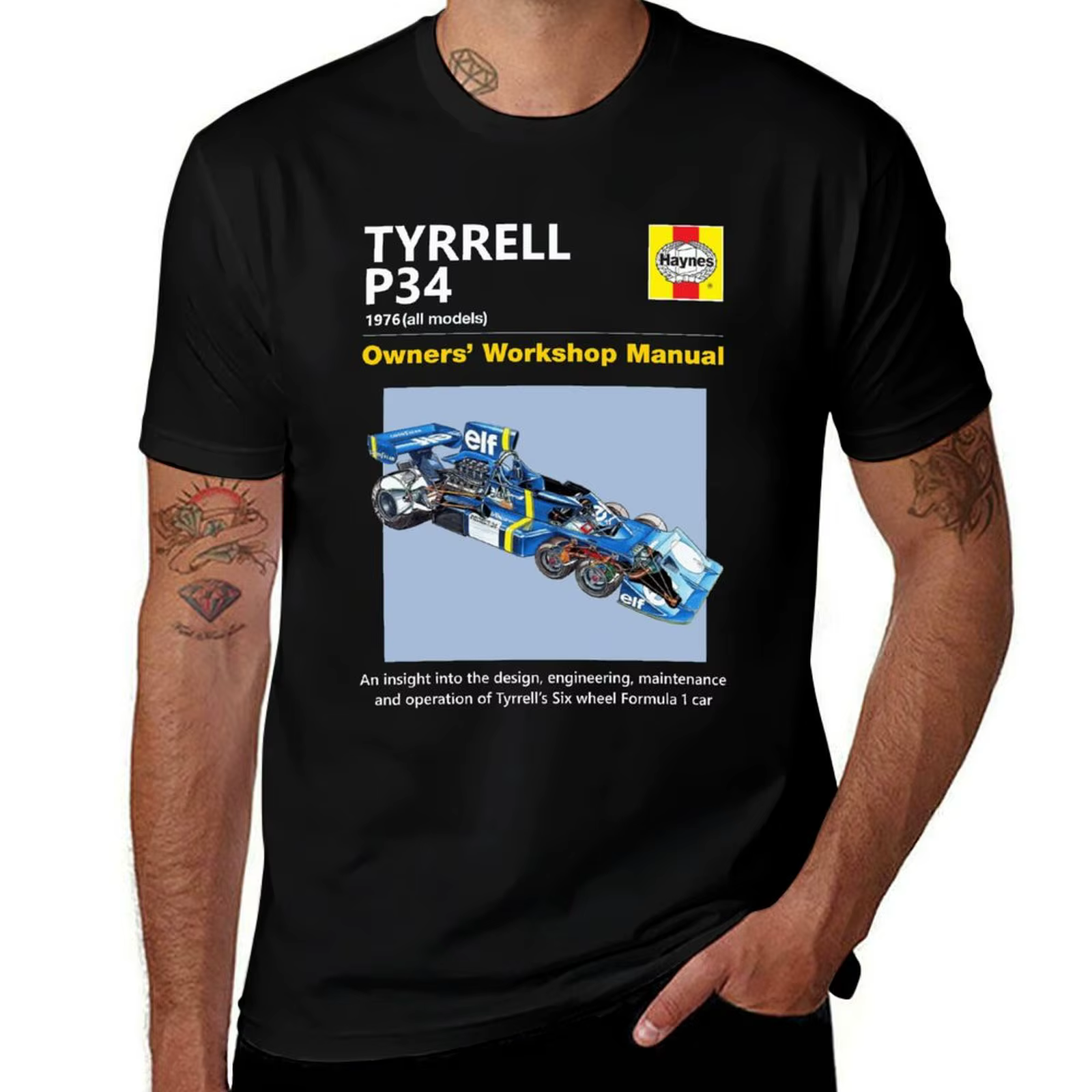 T-shirt Tyrrell P34 pour homme, graphique, chemise scopique, graphique, poids lourd