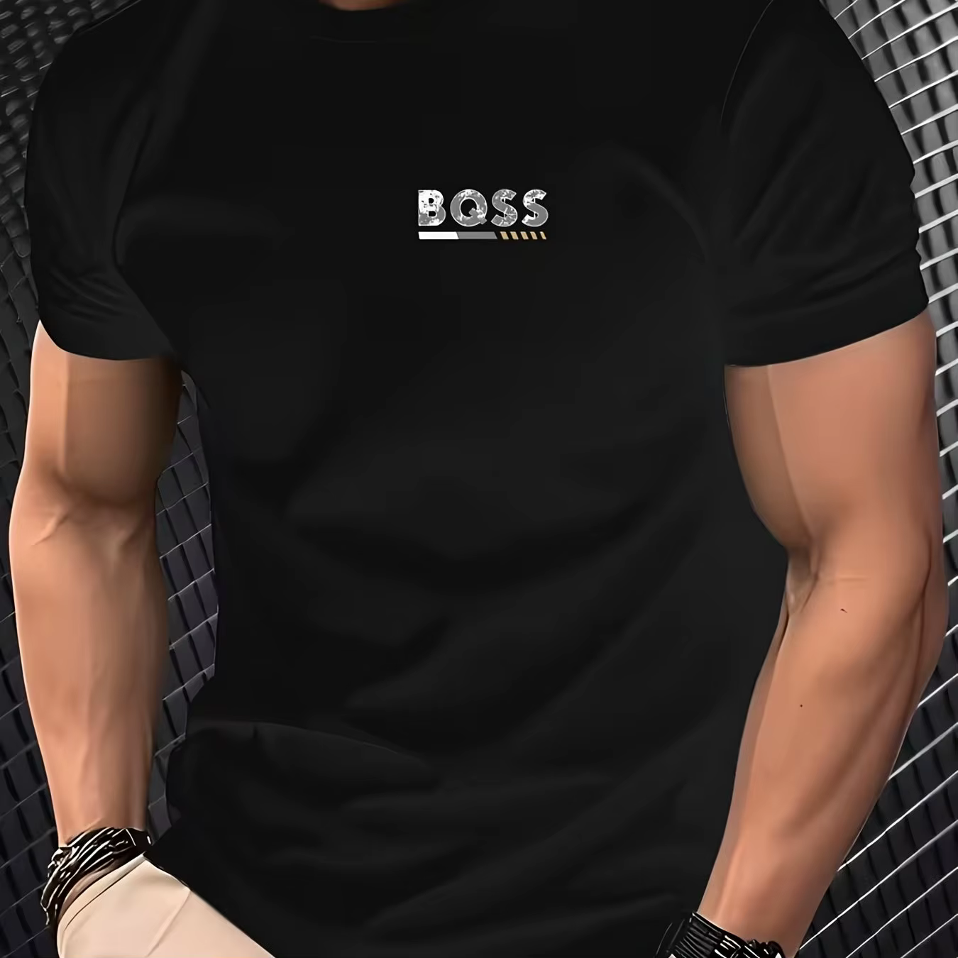 T-shirt de course à col rond pour homme - Édition Printemps/Été - Imprimé à motifs - Manches courtes