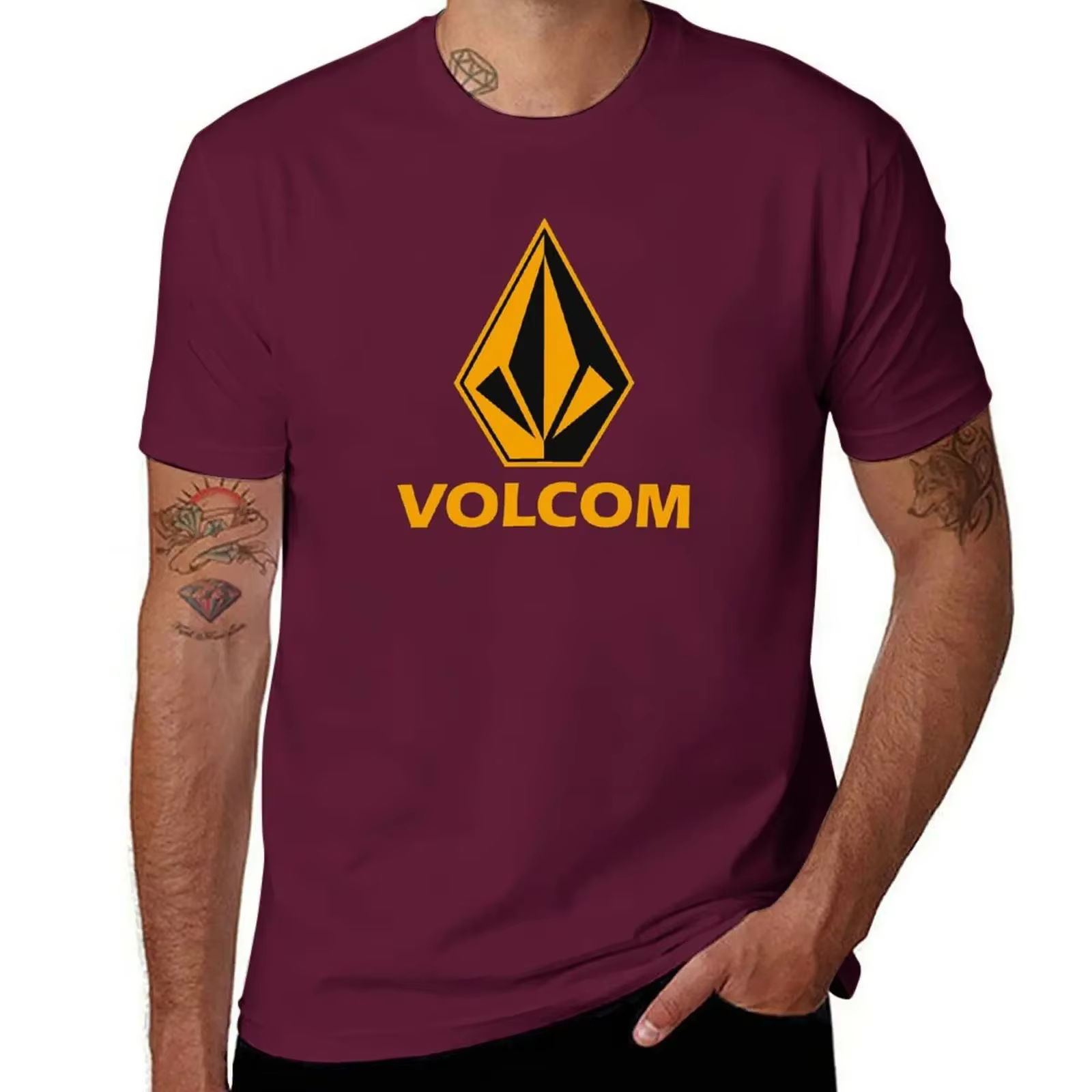T-shirt vintage avec logo volcom pour hommes, vêtements animés, vêtements Kawaii, conception personn