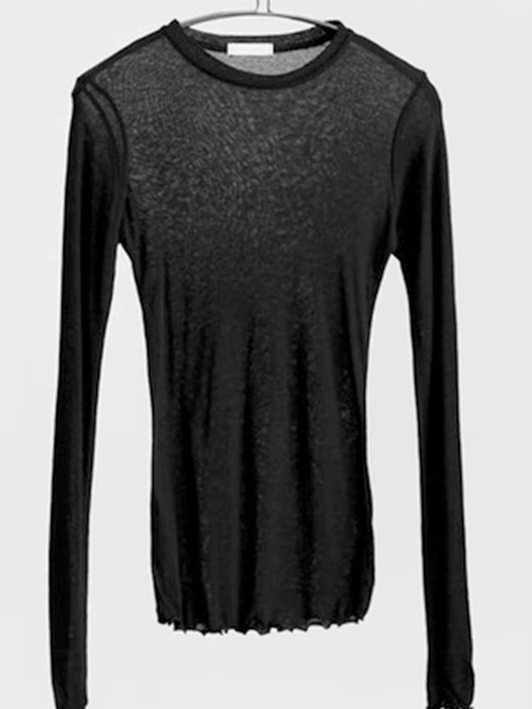 T-shirt à manches longues pour femmes, simple, en coton, élastique, basique, décontracté, sexy, fin,