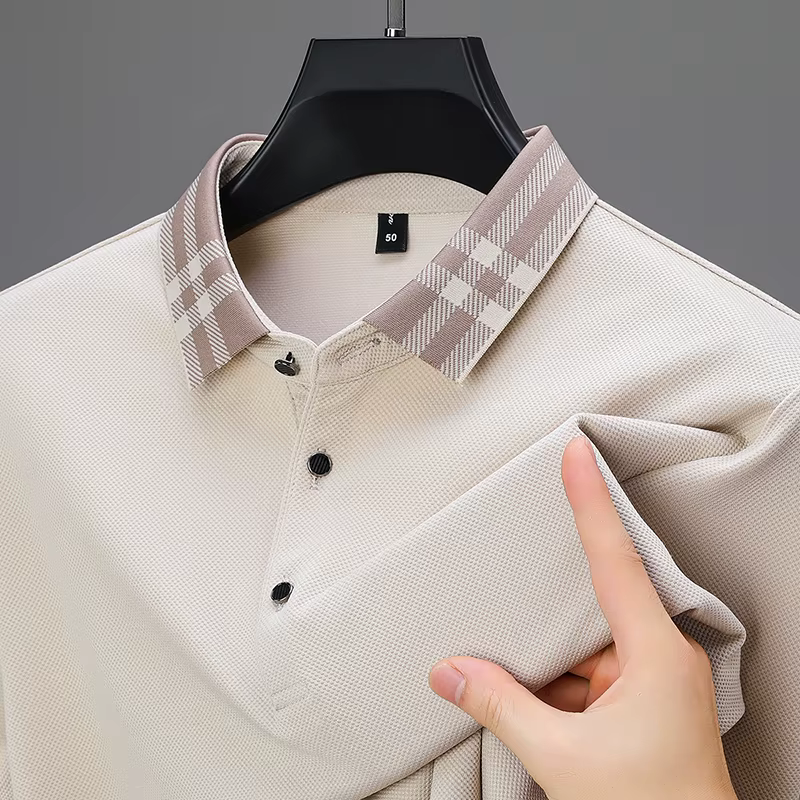 Polo léger de marque de luxe à manches longues, nouveau style, confortable et respirant, T-shirt à r