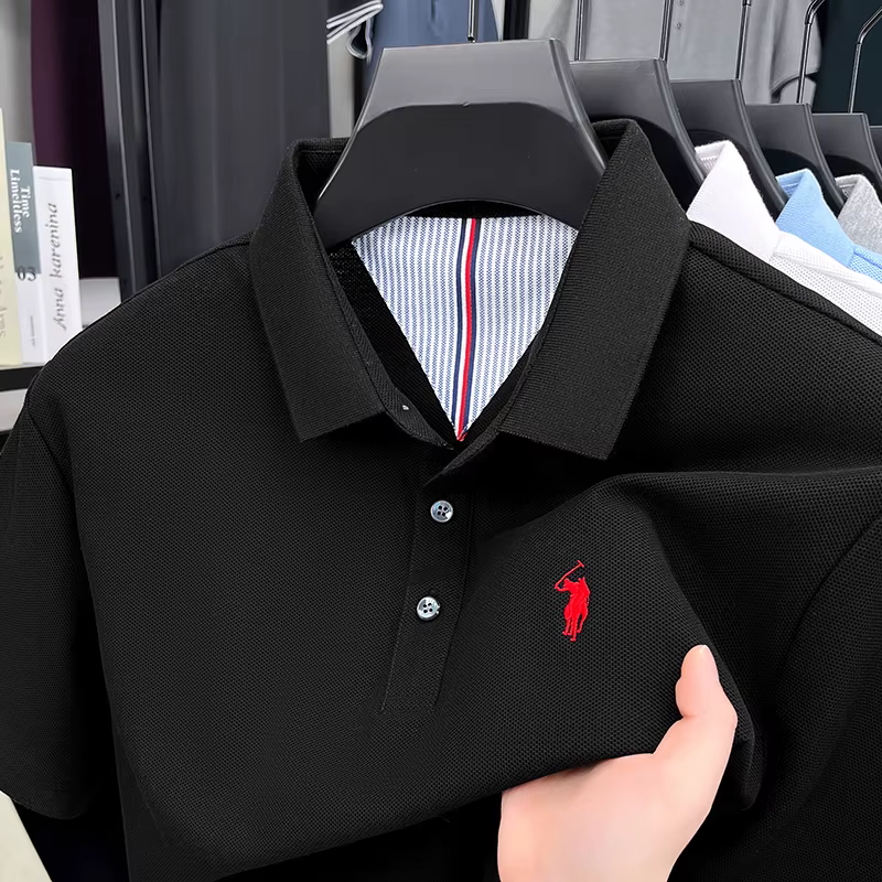 Polo à manches courtes pour homme de marque haut de gamme, mode estivale, imprimé poney original, go