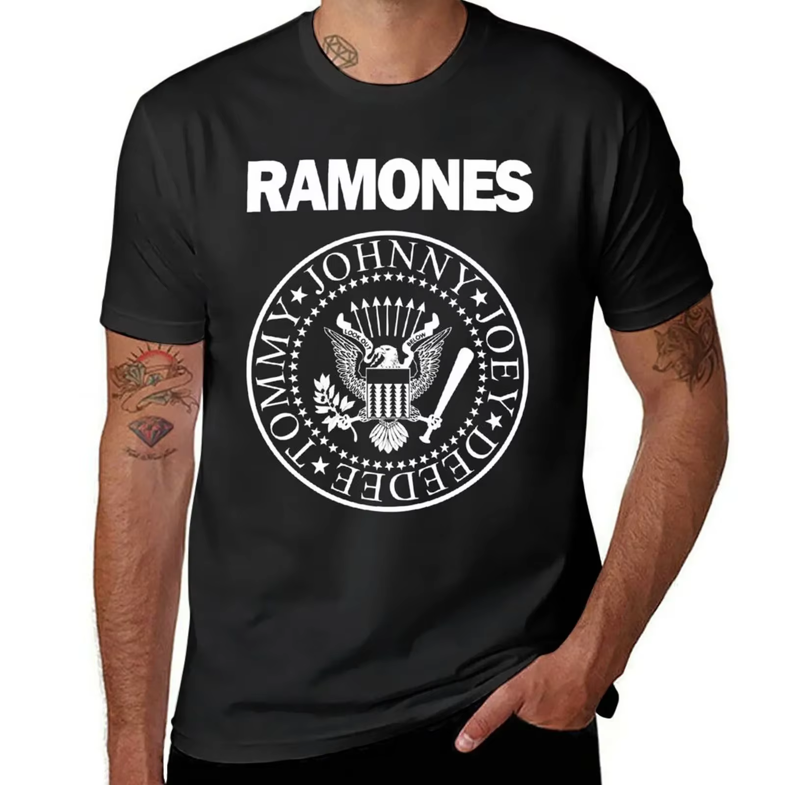 T-Shirt Essential en Coton pour Homme, Vêtement Personnalisé, Imprimé du Dessin Animé Ramone Merch