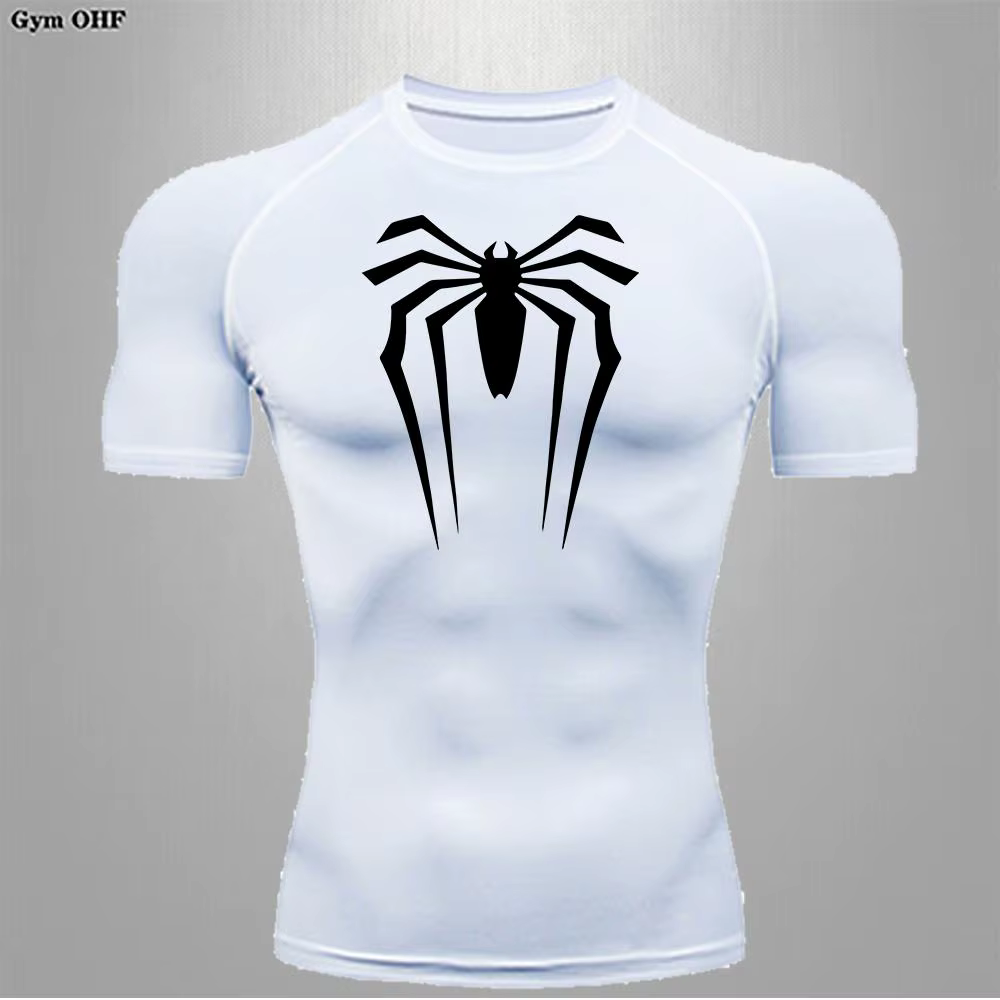 T-shirt de sport Spider pour homme, séchage rapide, course à pied, fitness, musculation, vêtements d
