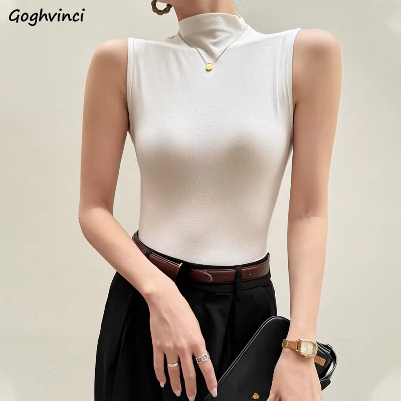 Débardeur à Col Rond pour Femme, Couleur Unie, Style Français, NikBasique, Mode, Fibre d'Été, Doux, 