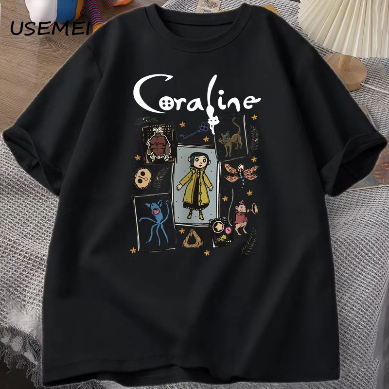 Coraline Halloween T-shirt femmes hommes effrayant Vintage T-shirt Harajuku automne à manches courte