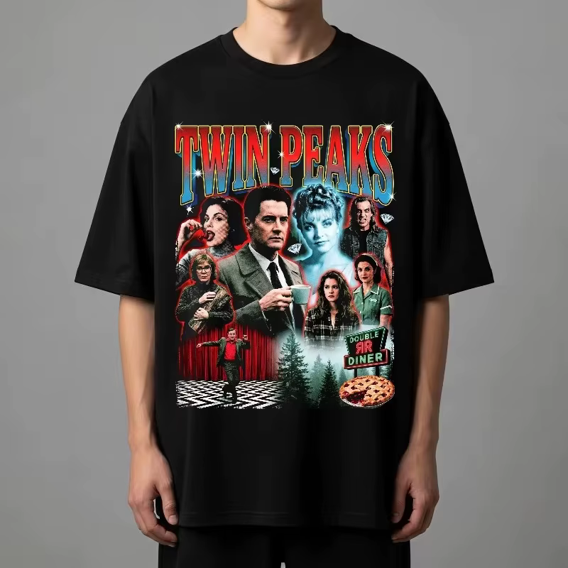 T-shirt Twin Peaks style vintage des années 90, T-shirt Laura Palmer Dale Cooper, T-shirts d'été uni