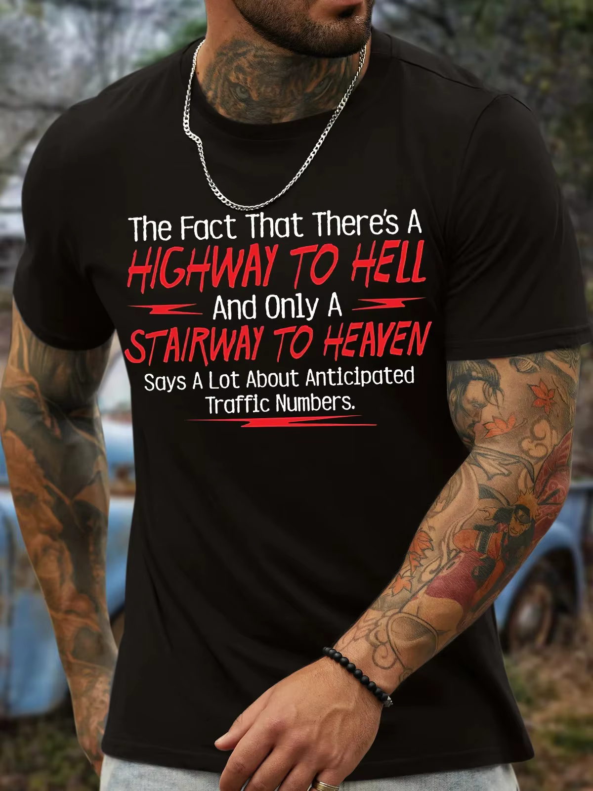 T-shirt homme The Fact That LUX, c'est une autoroute vers l'enfer et seulement un escalier vers Hea