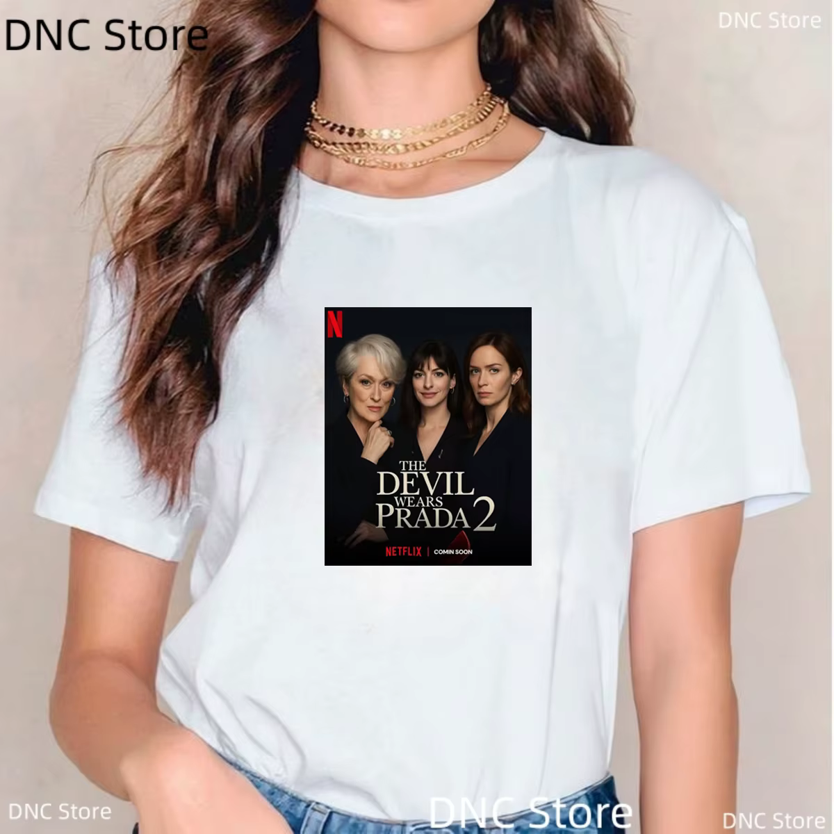 T-Shirt à manches courtes pour femmes, avec impression graphique du film drôle « ​​The Devil Wears P