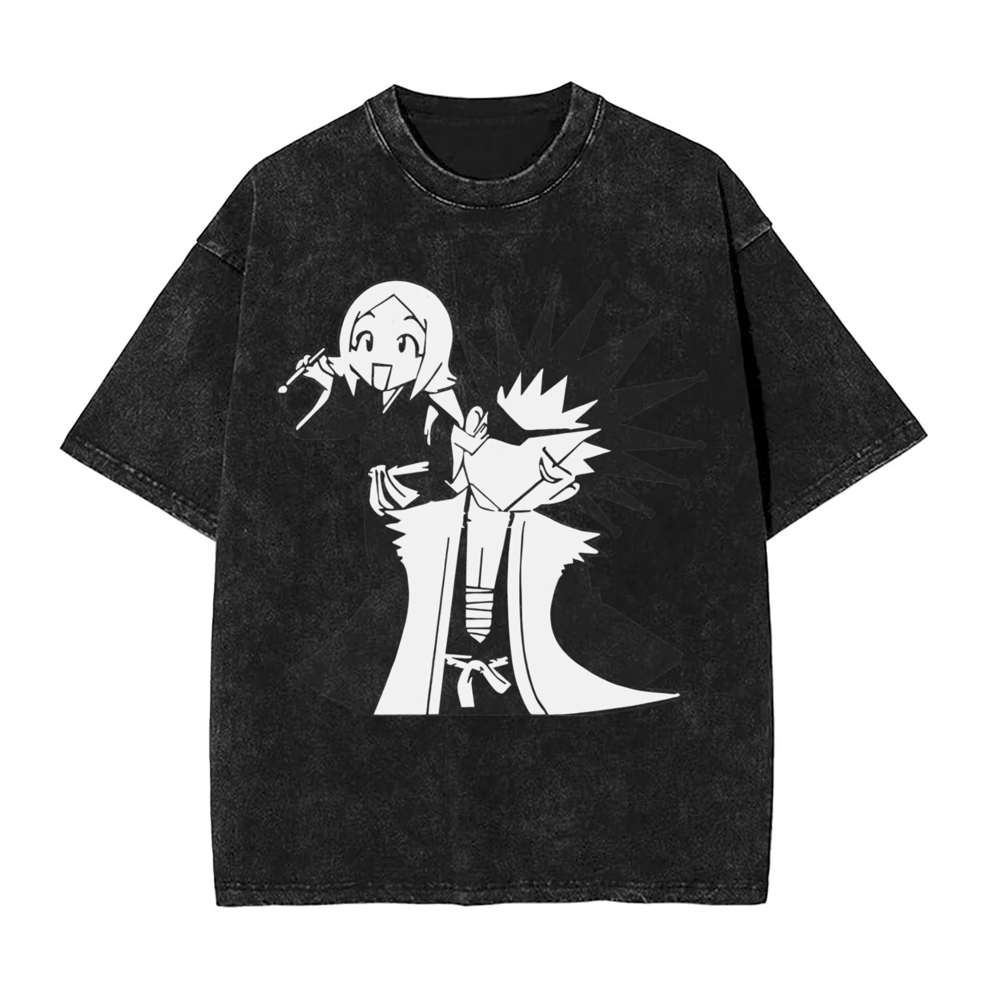 T-Shirt délavé surdimensionné Zaraki Kenpachi T-Shirts simples blanchi à la mode Cool T-Shirt pour h