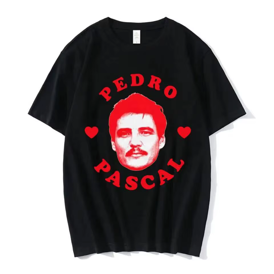 T-shirt I Heart Pedro Pascal, T-shirt en coton à manches courtes pour hommes, T-shirt gothique en co