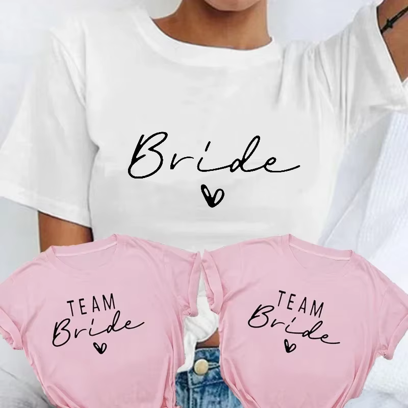Femmes coton T-Shirt équipe mariée enterrement de vie de jeune fille douche poule fête demoiselle d'