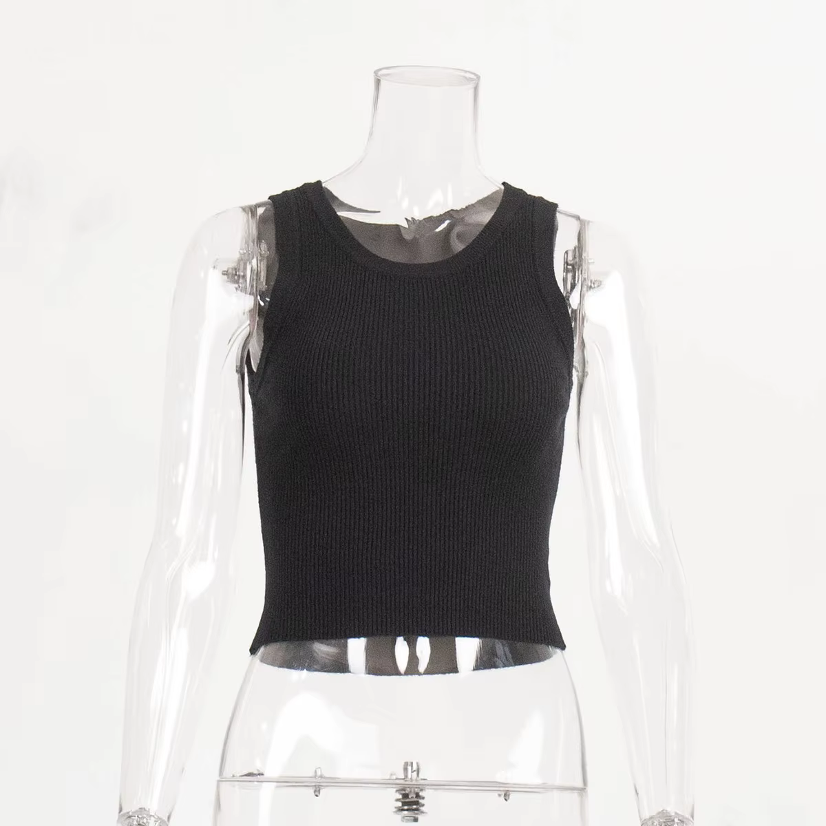 Nouveaux débardeurs tricotés d'été pour femmes, crop tops décontractés, gilets sexy à col rond et br