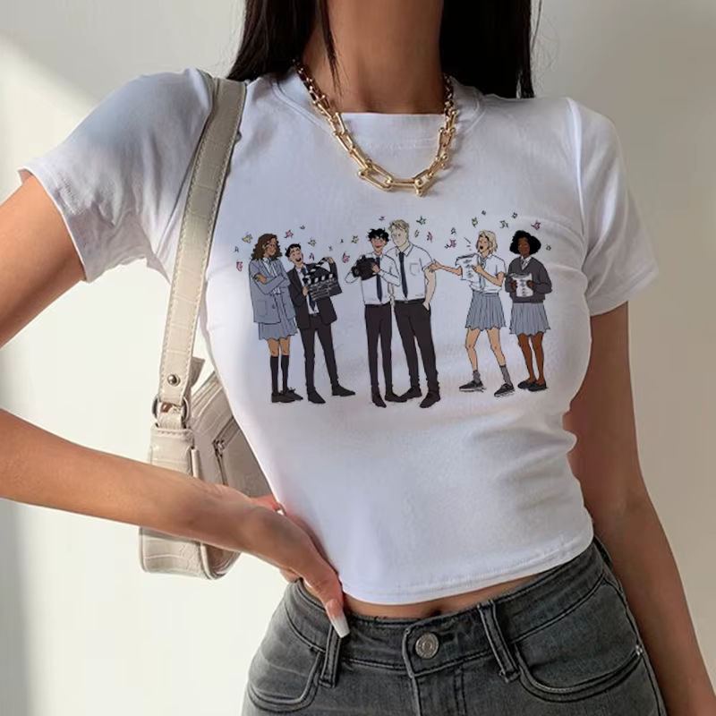 Heartstopper-T-shirt à Manches Courtes et Col Rond pour Femme, Vêtement Sexy, Slim, Vintage, Gothiqu