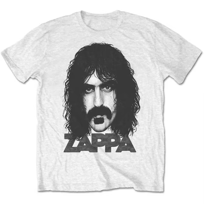 T-shirt en coton avec impression de portrait emblématique de Frank Zappa, légende du rock expériment