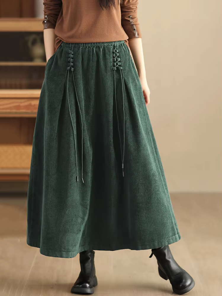 Amax luluE mode chinoise vêtements d'hiver femmes élégantes jupes en velours côtelé amples dames loi