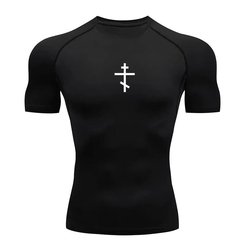 Chemise de Compression à imprimé croisé pour hommes t-shirt athlétique chrétien t-shirts hauts gymna