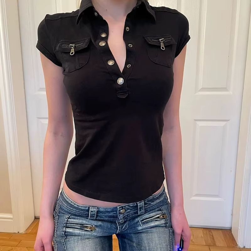 Femmes t-shirt noir gothique années 90 Vintage gilet esthétique sans manches haut Corset Vintage t-s
