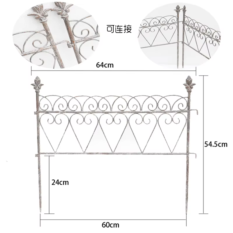 Clôture de jardin en fer blanc, lance décorative, bordure de fleur supérieure, panneau de bordure de