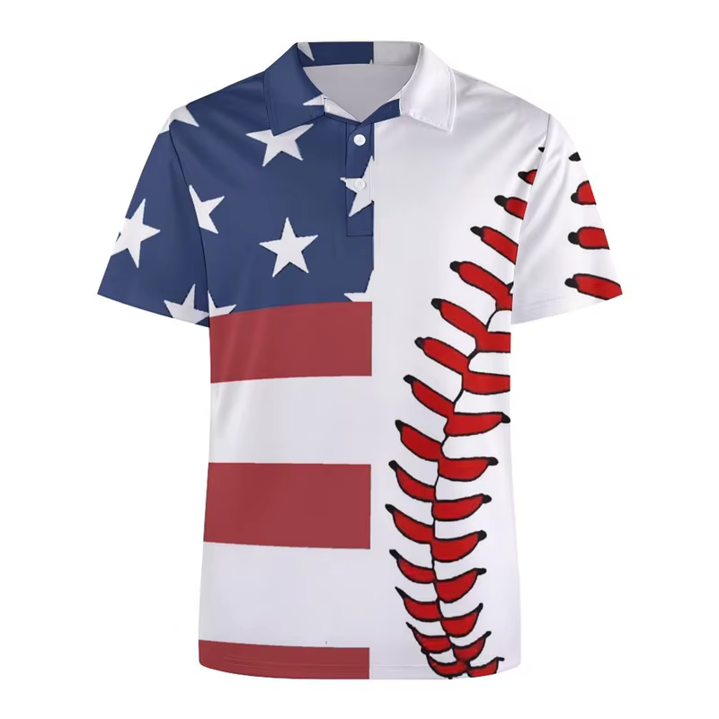 Polo à manches courtes imprimé 3D pour hommes, T-shirt à la mode USA Feel Pattern, Street Summer But