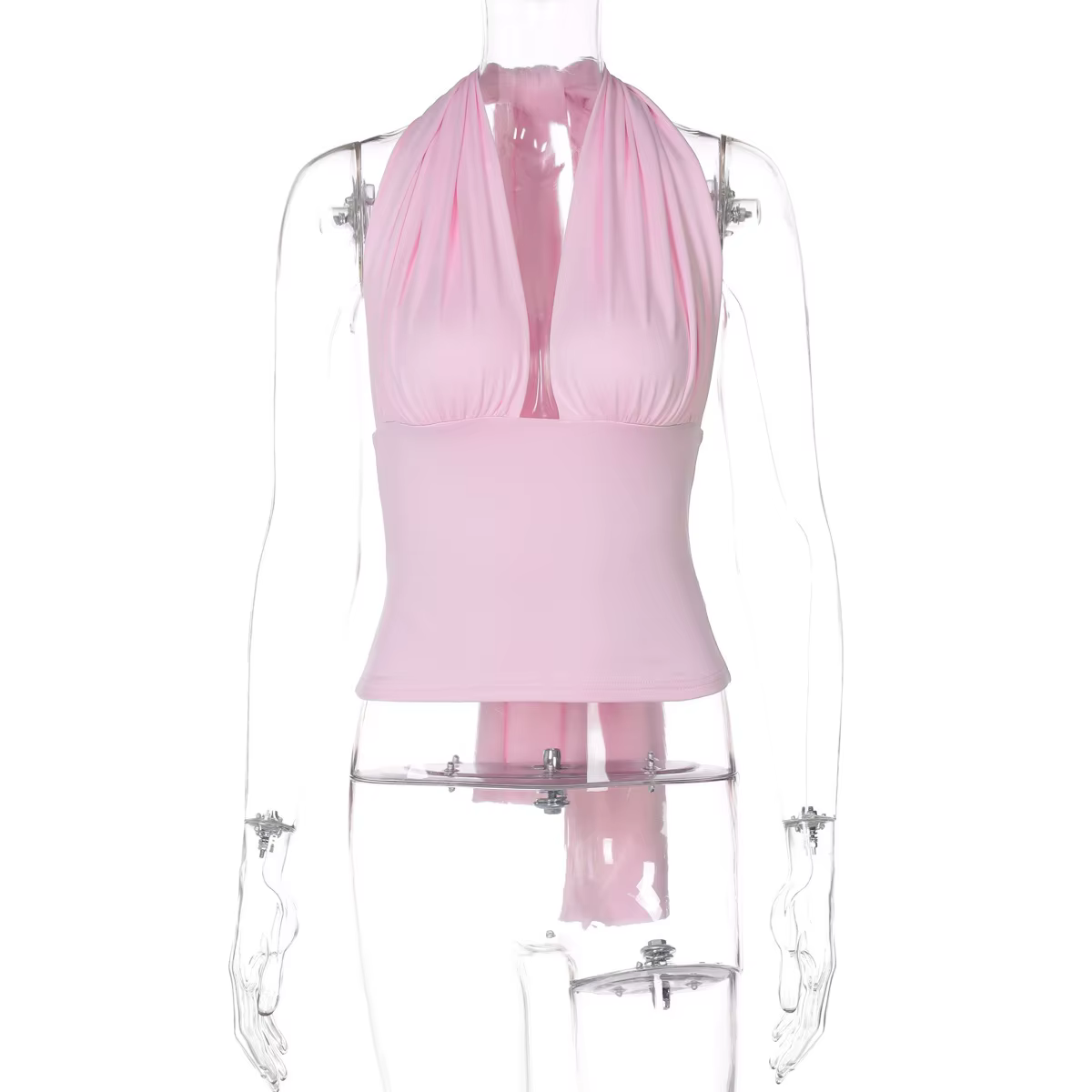 Nouveaux hauts d'été 2026 pour femmes : Débardeur sexy à col en V, dos nu, à lacets, froncé, style Y