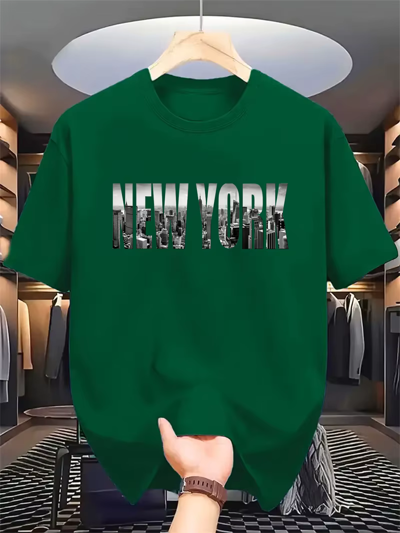 Mode Simple New York Lettres T-shirts Pour Hommes D'été À La Mode Hip Hop 3D Imprimé T-shirts Lâche 